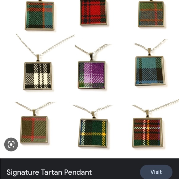 Tartan Necklace by Gracie J Scottish Artist Purple Plaid & Silver - Picture 11 of 11